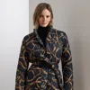 Ralph Lauren Belting-print Quilted Mockneck Jacket In Multi