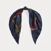 Ralph Lauren Belting-print Silk Square Scarf In Blue