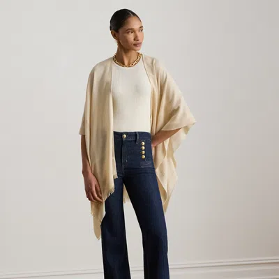 Ralph Lauren Belting-motif Jacquard Ruana In Birch Tan