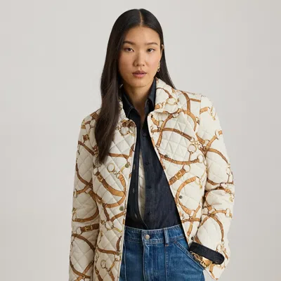 Ralph Lauren Belting-print Quilted Barn Jacket In Cream Ainsworth In Multi
