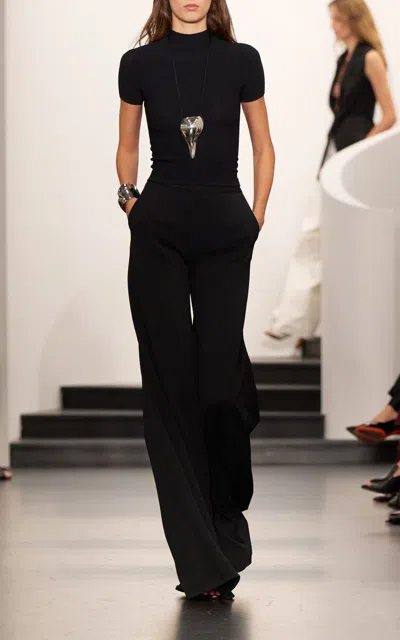 Ralph Lauren Beonca Crepe Wide-leg Pants In Black