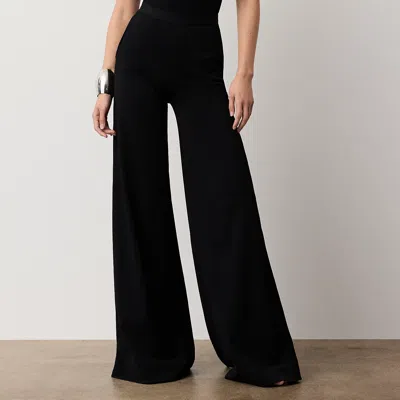 Ralph Lauren Beonca Stretch Wide-leg Sweater Pant In Black