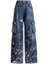 Polo Ralph Lauren Denim Blue Shadow Berke Embellished Wide-leg Jeans In Blue