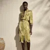 Polo Ralph Lauren Bernadette Print Charmeuse Day Dress In Olive Multi