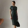 Ralph Lauren Bethanne Lambskin Short-sleeve Day Dress