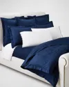 Ralph Lauren Bethany Jacquard Organic Cotton Queen Fitted Sheet In Polo Navy