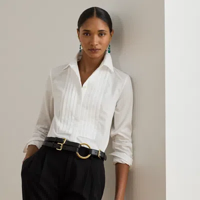Ralph Lauren Bib-front Cotton Broadcloth Shirt In White