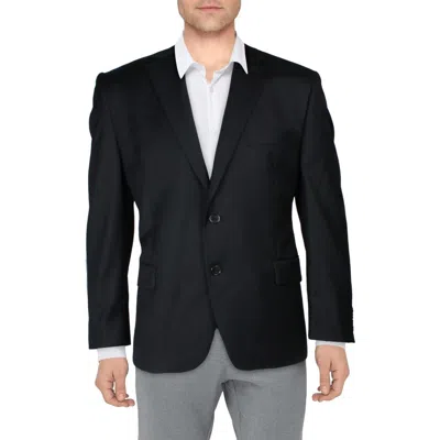 Ralph Lauren Big & Tall Lattimore Mens Pocket Wool Two-button Blazer In Black
