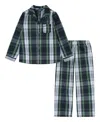Polo Ralph Lauren Big Boys Woven Long Sleeve And Pant Pajamas, 2-piece Set In White Gordon Plaid