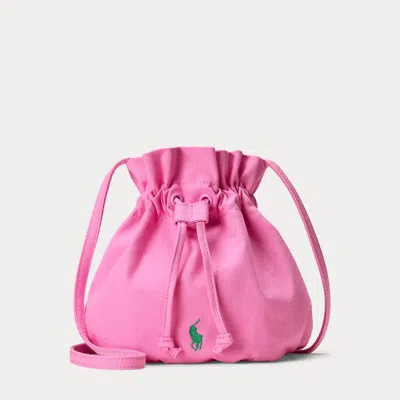 Ralph Lauren Kids' Big Pony Canvas Drawstring Bucket Bag In Laguna Pink