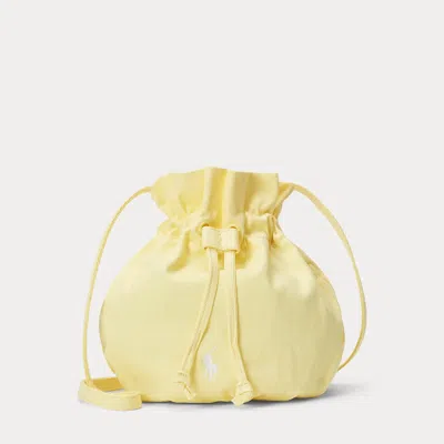 Ralph Lauren Kids' Big Pony Canvas Drawstring Bucket Bag In Resort Gold In Yellow