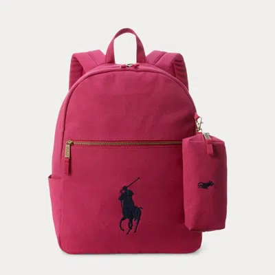 Ralph Lauren Kids' Big Pony Canvas Large Backpack In Preppy Pink