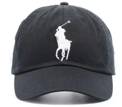 Ralph Lauren Big Pony Chino Cap In Black