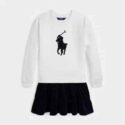 Polo Ralph Lauren Kids' Big Pony Corduroy-skirt Fleece Dress In White