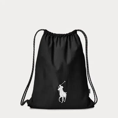 Ralph Lauren Kids' Big Pony Cotton Canvas Gym Bag In Black