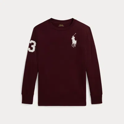 Ralph Lauren Kids' Big Pony Cotton Long-sleeve Tee In Rich Ruby In Brown