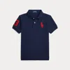 Polo Ralph Lauren Kids' Big Pony Cotton Mesh Polo Shirt In Blue