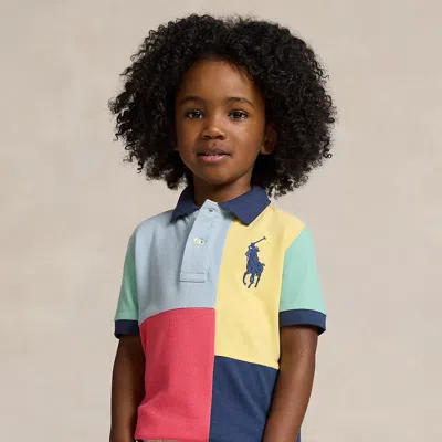 Ralph Lauren Kids' Big Pony Cotton Mesh Polo Shirt In Multi