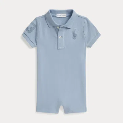 Ralph Lauren Babies'  Big Pony Cotton Mesh Polo Shortall In Blue