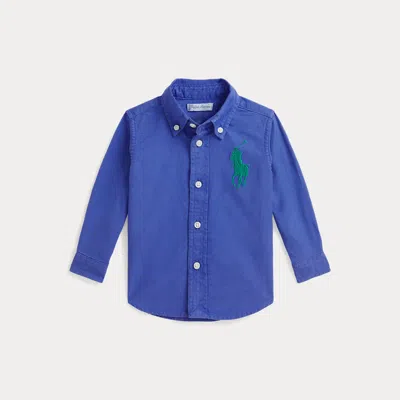 Ralph Lauren Babies'  Big Pony Cotton Oxford Shirt In Blue