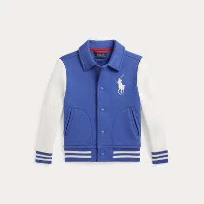 Ralph Lauren Kids' Big Pony Fleece Baseball Jacket In Liberty In Blue