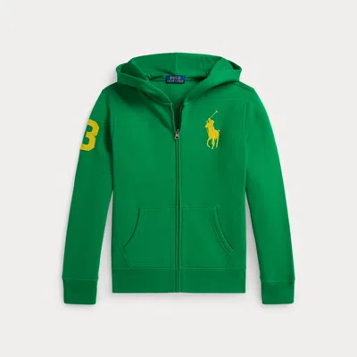 Ralph Lauren Kids' Big Pony Fleece Full-zip Hoodie In Cruise Green