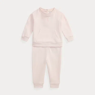 Ralph Lauren Babies'  Big Pony Fleece Sweatshirt & Pant Set In Pink