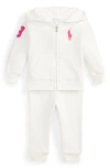 Ralph Lauren Big Pony Fleece Zip Hoodie & Joggers Set In White