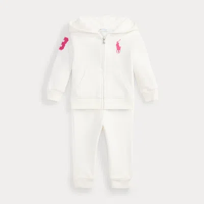 Ralph Lauren Babies' Big Pony Fleece Zip Hoodie & Pant Set In White