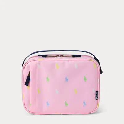 Ralph Lauren Kids' Big Pony Insulated Canvas Lunch Tote In Carmel Pink