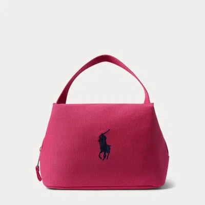 Ralph Lauren Kids' Big Pony Insulated Canvas Lunch Tote In Preppy Pink