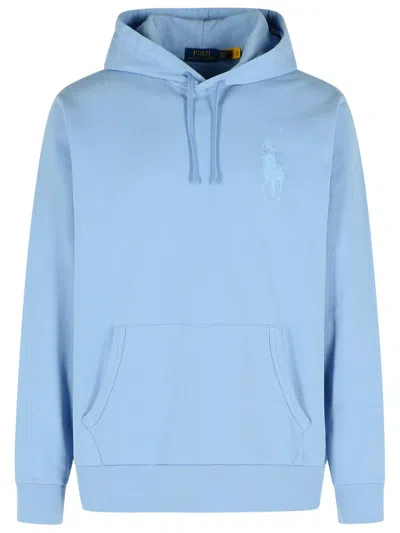 Ralph Lauren Big Pony Loopback Fleece Hoodie In Blue