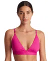 Ralph Lauren Bikini Top Women's Freesia Pink Triangle V-neck Buu508 In Pink