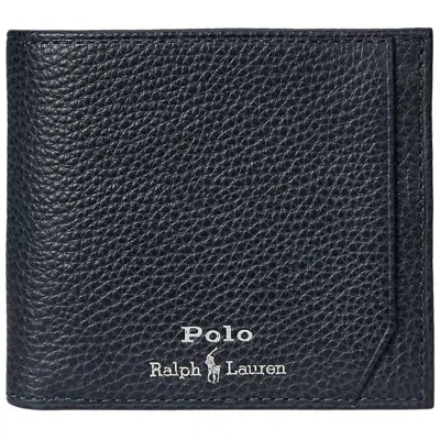 Ralph Lauren Billfold Coin Leather Wallet Navy In White