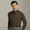 Ralph Lauren Birdseye Cashmere Quarter-zip Sweater In Green