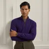 Ralph Lauren Birdseye Cashmere Quarter-zip Sweater In Purple