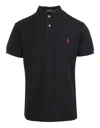 RALPH LAUREN BLACK AND RED SLIM-FIT PIQUE POLO SHIRT