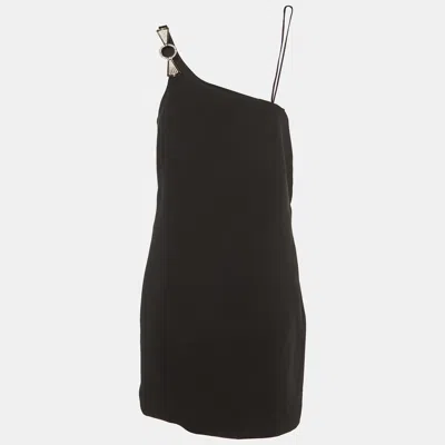Pre-owned Ralph Lauren Black Crepe One Shoulder Mini Dress M