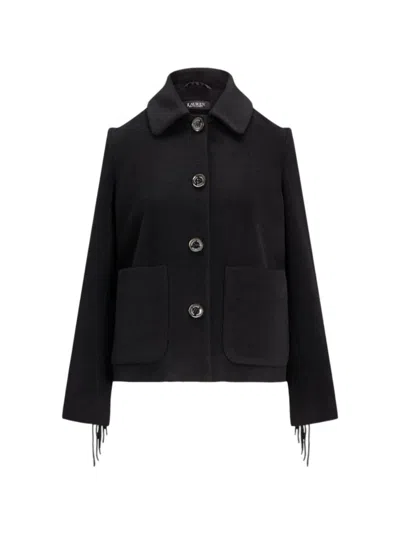 Ralph Lauren Black Cropped Jacket With Classic Collar