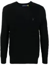 Polo Ralph Lauren Classic Black Wool Long Sleeve Pullover In Black