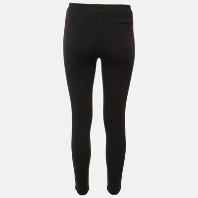 Pre-owned Ralph Lauren Black Knit Contrast Strip Detail Pants Xs