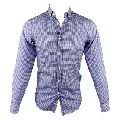 Pre-owned Ralph Lauren Black Label Size S Blue Plaid Cotton Button Down Long Sleeve Shirt