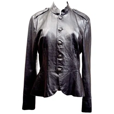 Pre-owned Ralph Lauren Black Leather Military Style Jacket