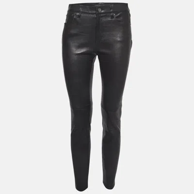 Pre-owned Ralph Lauren Black Leather Skinny Trousers M