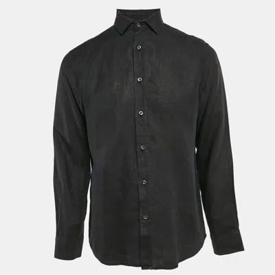 Pre-owned Ralph Lauren Black Linen Button Front Shirt L
