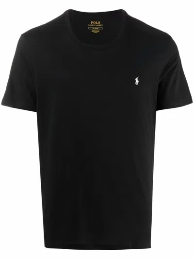 POLO RALPH LAUREN BLACK LOGO EMBROIDERED T-SHIRT