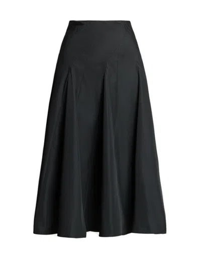 Polo Ralph Lauren Black Midi Skirt With Pleated Design