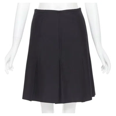 Pre-owned Ralph Lauren Black Pleated Hem A-line Knee Length Skirt Work Us2 Xs