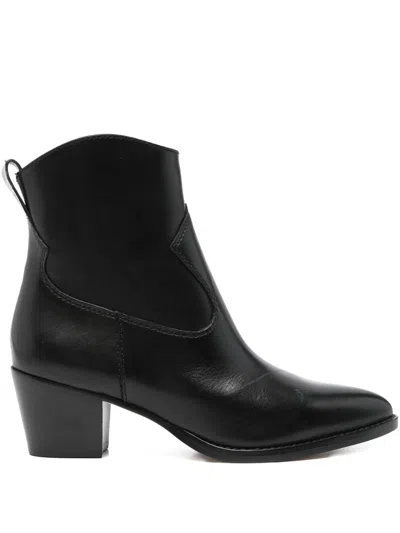 Ralph Lauren Black Pointed-toe Leather Ankle Boots