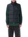 Ralph Lauren Puffer Gilet High Collar Quilted Zip Pockets In Black